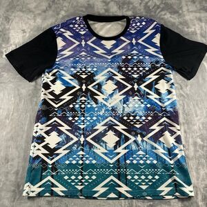 Blue and black Aztec print T-shirt